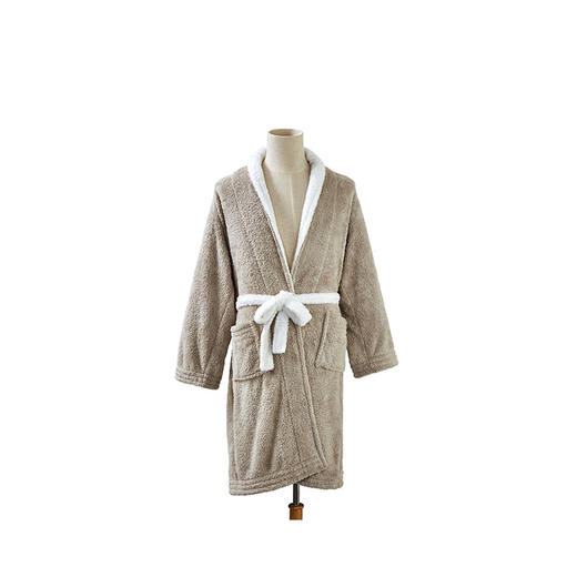 【多样屋专柜】多样屋雪绒浴巾浴袍家居袍 男女柔软吸水成人儿童带帽毛巾樱花粉M 商品图2