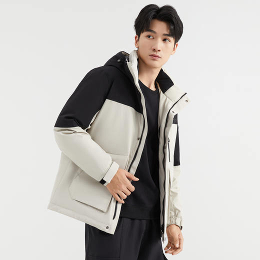 【90%鸭绒】圣得西男装冬季加厚黑色连帽男士羽绒服外套 商品图4