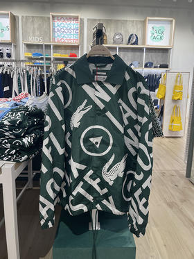 Lacoste/法国鳄鱼 男女款联名满印LOGO单排扣翻领教练夹克BH7339