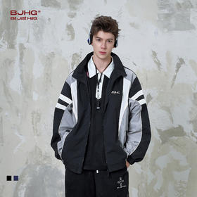 【田嘉瑞同款】BJHG不计后果美式复古撞色夹克外套男春秋款潮牌休闲宽松运动上衣