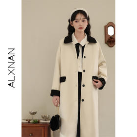 鹿向南「伯明翰往事」单面呢赫本风毛呢外套2025秋冬女外套大衣