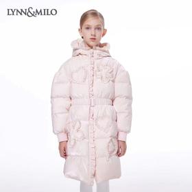 【春上新】【3.8折】8楼琳麦罗 LYNN&MILO粉色蝴蝶花落肩袖长款羽绒服  吊牌价：2098元  活动价：797元