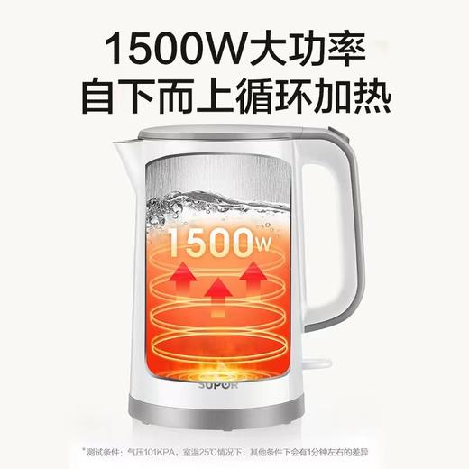 苏泊尔（SUPOR） 304不锈钢无缝内胆 双层隔热壶壁 1500W快速沸腾 1.5L容量电水壶SW-15E02A 商品图1