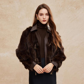 PP610斯尔丽2024新款高级名媛时尚狐狸毛配绵羊毛皮时尚轻奢皮草外套