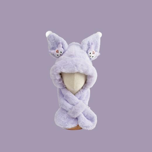 【可爱儿童帽围一体，加绒加厚护耳保暖】库洛米儿童帽子围巾一体帽 可爱护耳帽 女童加绒加厚 幼儿园公主风帽子围巾-QQ 商品图5