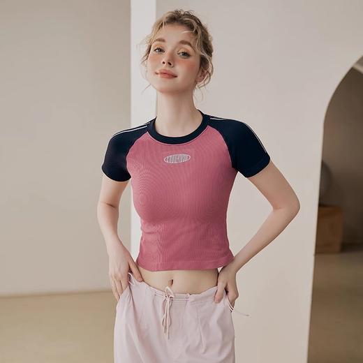 Gymicon能量符号 春夏户外舞蹈运动短袖无缝一体织瑜伽服跑步健身上衣YASY2414 商品图0