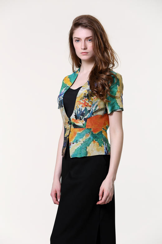 【伯妮斯茵】161A461--真丝绿色外套--绿葡萄园--《生命之美-梵高的花园》 商品图2