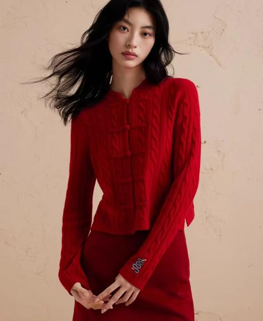 国风盘扣羊毛羊绒拧花毛衫开衫 商品图12