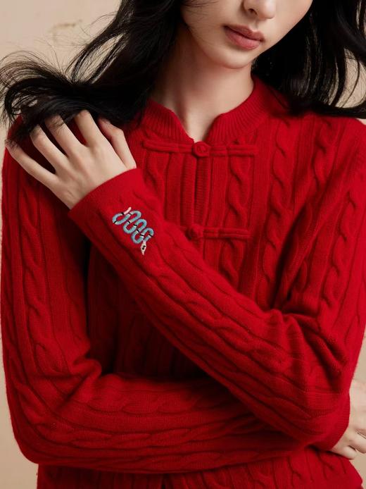 国风盘扣羊毛羊绒拧花毛衫开衫 商品图14