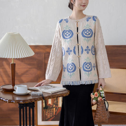 苏苏姐家十安提花长毛衣手工DIY编织棒针上衣外套毛线团材料包 商品图1