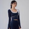 Gymicon能量符号 秋冬长袖撞色白边固定罩杯跑步运动瑜伽上衣YASY2428 商品缩略图1