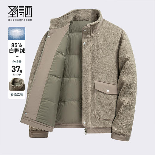 【85%白鸭绒】圣得西2024秋冬薄羽绒服男无帽立领简约基础中青年 商品图0