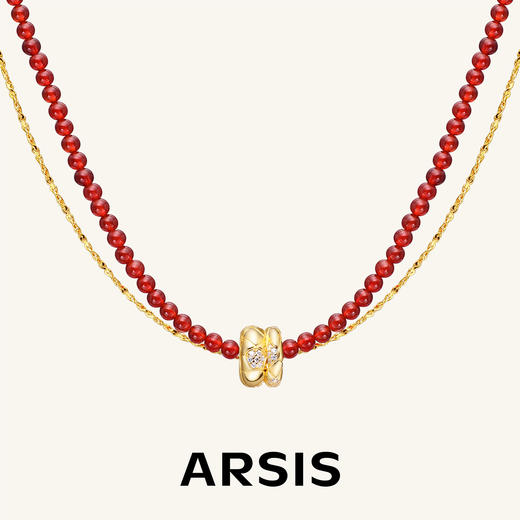 ARSIS｜蛇来运转系列 蛇纹鸿运双环项链 商品图0