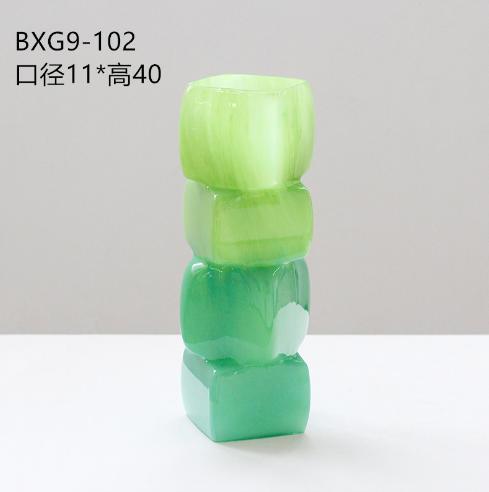 中古风渐变彩色几何方块花瓶餐桌软装酒店电视柜台面装饰玻璃摆件 商品图9