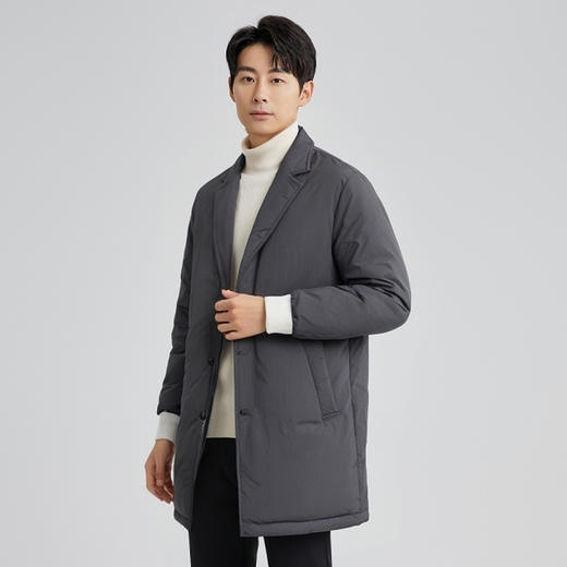 【90%鸭绒】圣得西男士羽绒服冬季商务西装领中长款外套 商品图2