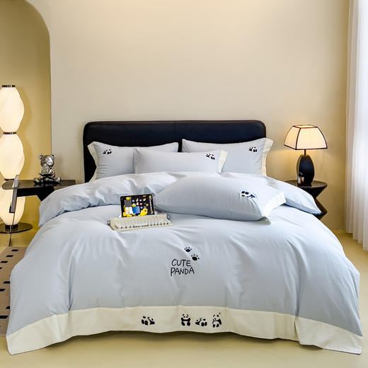 全棉磨毛刺绣四件套-熊猫宝贝 商品图1