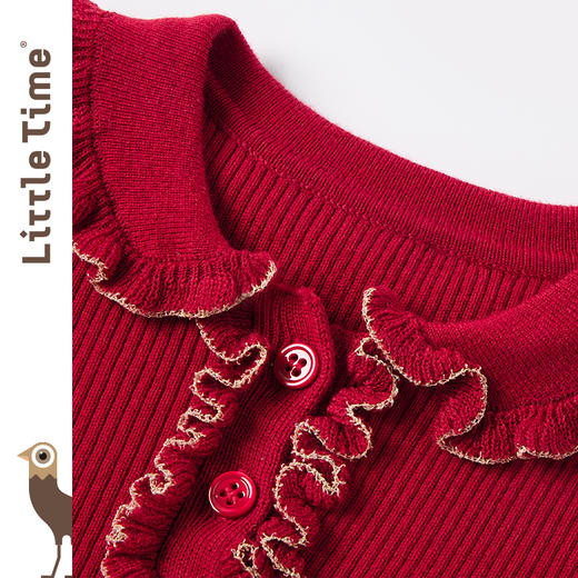 littletime女童金丝花边羊毛衣秋冬2024新款秋冬长袖Polo针织衫 商品图1