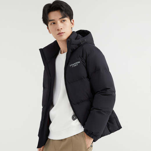 【90%鸭绒】圣得西加厚面包羽绒服短款男24冬季新款纯色连帽外套 商品图2