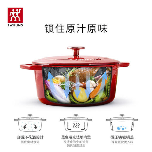 双立人  24cm铸铁锅樱桃红 商品图3