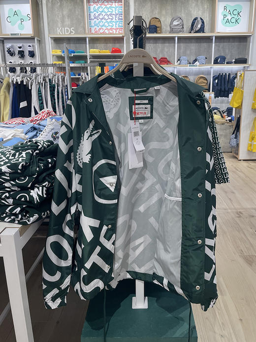 Lacoste/法国鳄鱼 男女款联名满印LOGO单排扣翻领教练夹克BH7339 商品图2
