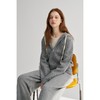 MAISON CECILE灰色/白色高克重羊毛针织运动连帽拉链开衫 商品缩略图0
