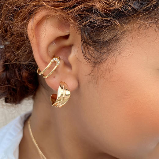 LHWINDSOR 原创设计竹节叶脉耳环经典竹节系列耳环金银双色个性 商品图7