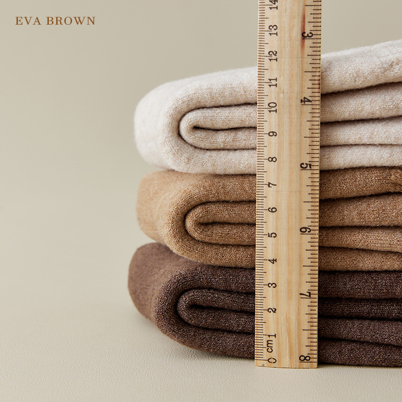 【六双装】EVA BROWN男女加厚羊绒袜，加厚内里精梳羊绒。保暖抗寒5级抗起球，亲肤暖糯雪地袜男女同款