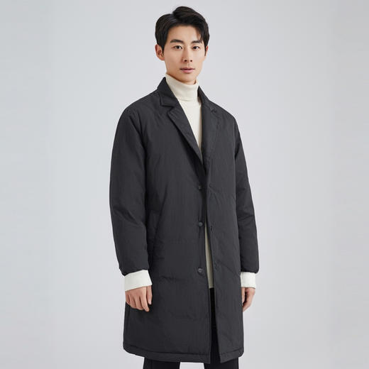 【90%鸭绒】圣得西男士羽绒服冬季商务西装领中长款外套 商品图1