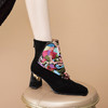 【预售5天】中筒刺绣粗跟马丁靴，绣花瘦瘦单靴子翻皮民族风棉靴ALS&2351-1 商品缩略图1