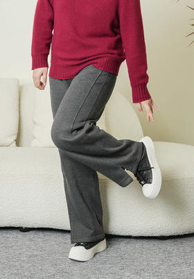 10天发货定制！福利款【加绒加厚 遛弯裤】不起球/不褪色，含羊毛/桑蚕丝成分，❤️建议机洗！人字纹加绒阔腿裤，大码女秋冬新款毛呢开叉裤子直筒羊毛窄版阔腿裤