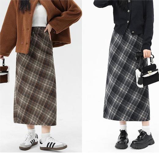 【给寒冬一丝温暖】复古毛呢格子裙 百搭简约的A型半裙 复古气质 遮小肚腩 高腰显瘦 显腿长 商品图4