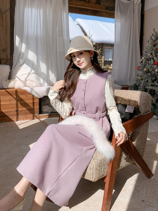 张心子【留洋千金】气质高级感秋冬新款马甲半身裙两件套套装 U2411039 商品图2