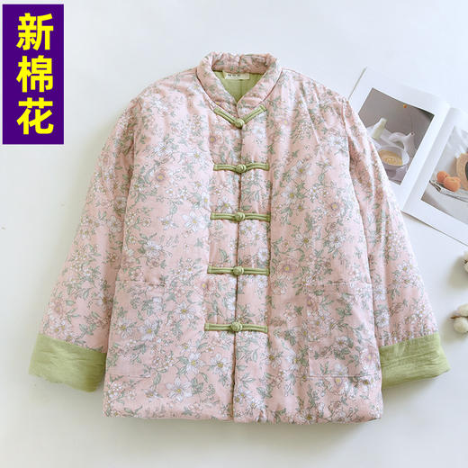 61秋冬季女士保暖棉衣复古保暖外套中老年宽松手工棉花衣棉花袄HLY 商品图0