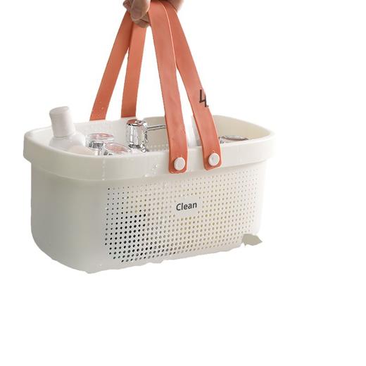 「高颜值！四色可选」洗澡篮手提浴篮 家用收纳整理篮沐浴篮挂篮卫生间洗浴室家用杂物野餐篮 商品图4