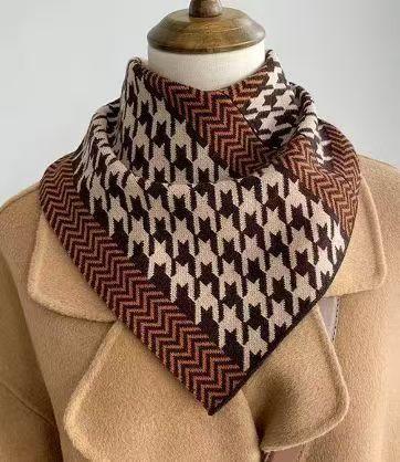 【随性慵懒敲时尚，满满时髦气息】高品质围脖 护颈椎男女防寒 秋冬季千鸟格三角巾 花色防风假领围巾-QQ 商品图5