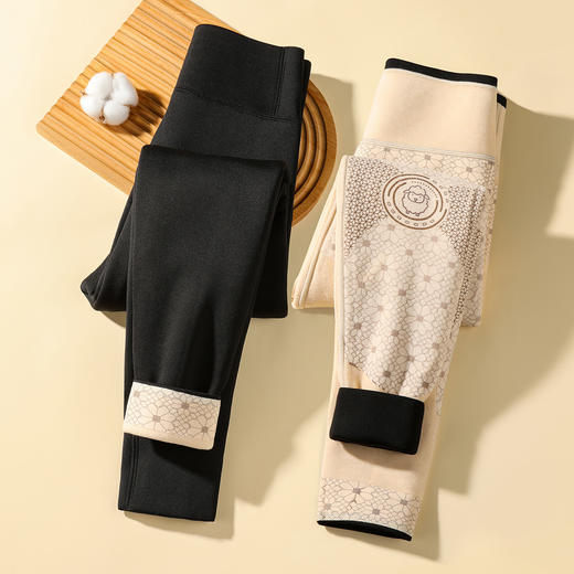 100%绵羊毛填充880克密度加绒加厚打底裤女高腰收腹提臀加厚芭比裤 商品图5