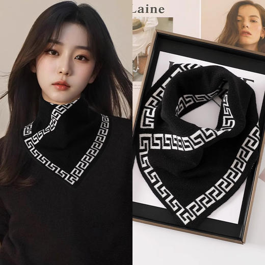 【随性慵懒敲时尚，满满时髦气息】高品质围脖 护颈椎男女防寒 秋冬季千鸟格三角巾 花色防风假领围巾-QQ 商品图2