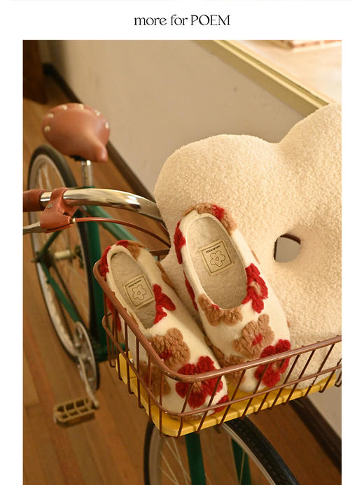 moreforPOEM 毛绒花朵勃肯鞋慵懒软糯一脚蹬温暖毛毛拖 商品图1