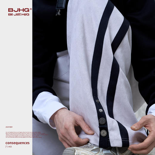 BJHG不计后果美式休闲裤子男款春秋2025新款桃皮绒直筒宽松运动裤 商品图2