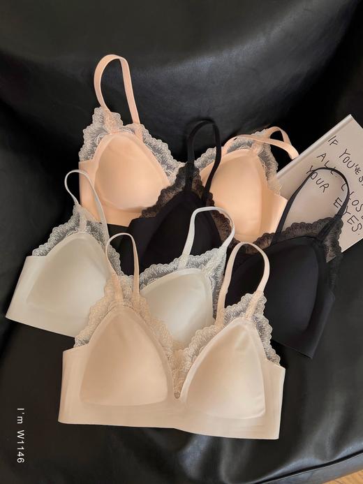 老米优品🎈3-5天！《智能软支撑防垂设计浪漫法式小三角杯文胸》柔软，无钢圈，蕾丝小性感设计~！NY241209A 商品图2