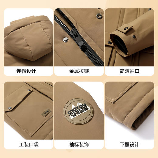 圣得西秋冬青年连帽工装风时尚休闲日常防寒保暖羽绒服潮 商品图2