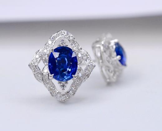 1.6ct刻面蓝宝石耳钉 商品图0