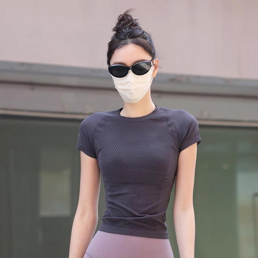 Gymicon能量符号 春夏款健身运动跑步短袖弹力瑜伽服女透气显瘦T恤SY2006 商品图2