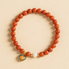 如意平安天然南红手串6mm  新中式赤玉手链带淡水珍珠如意锁带证书 商品缩略图3