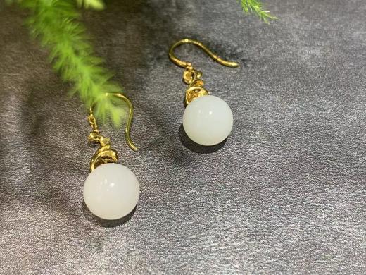 【御珠宫坊】金镶羊脂白玉耳坠 商品图1