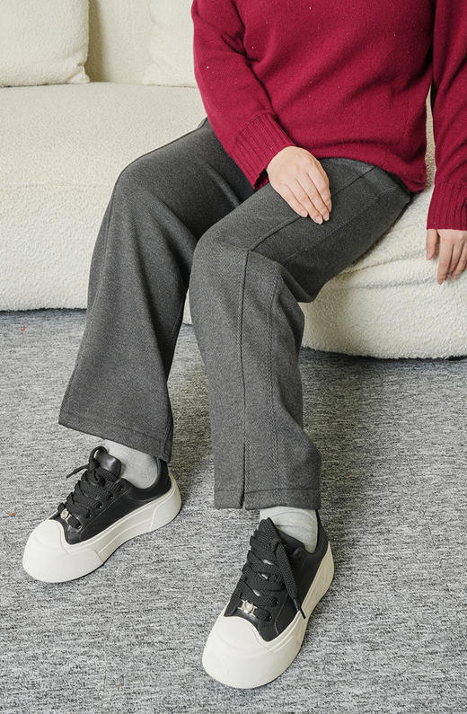 10天发货定制！福利款【加绒加厚 遛弯裤】不起球/不褪色，含羊毛/桑蚕丝成分，❤️建议机洗！人字纹加绒阔腿裤，大码女秋冬新款毛呢开叉裤子直筒羊毛窄版阔腿裤 商品图6