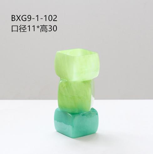 中古风渐变彩色几何方块花瓶餐桌软装酒店电视柜台面装饰玻璃摆件 商品图8