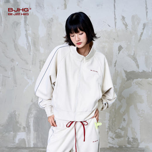 BJHG不计后果美式慵懒chic短款外套女春秋季麂皮绒反光条宽松夹克 商品图1