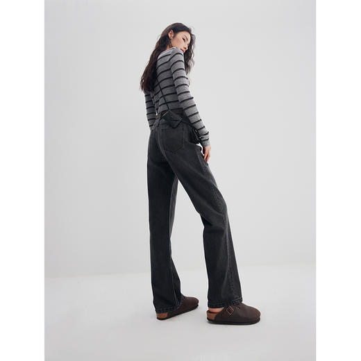 棉仓356619006-初棉肯豆裤薯条裤经典美式高腰瘦直筒牛仔裤 商品图1