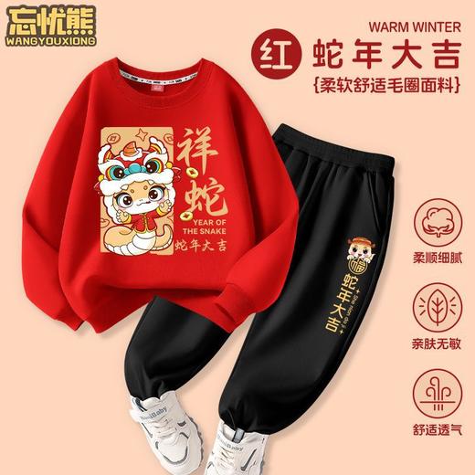 【49.9任选超值2件套❗️新年款红色圆领卫衣】蛇年大吉，穿新衣走鸿运，柔软舒适毛圈面料，春季男童，秋冬过年衣服春秋装，年服亲子装L 商品图12